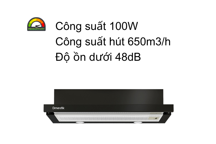 Hút Mùi Âm Tủ Dmestik ES3071 DMK Màu Đen công suất hút mùi âm tủ dmestik ES 3071DMK