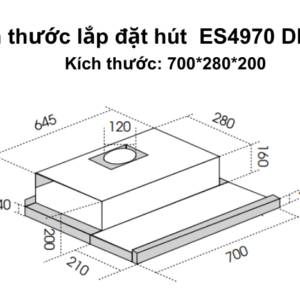kích thước hút mùi âm tủ 700