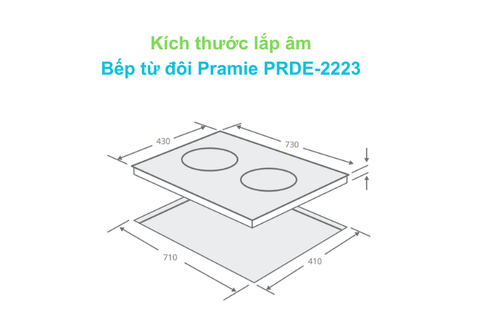 Bếp Từ Đôi Pramie PRDE-2223 Kích thước bếp từ đôi Pramie PRDE-2223