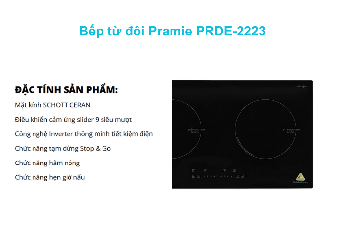 Bếp Từ Đôi Pramie PRDE-2223 Thông số bếp từ đôi Pramie PRDE-2223
