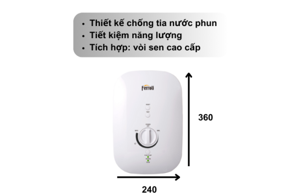 Bình nước nóng trực tiếp Ferroli DIVO SSN
