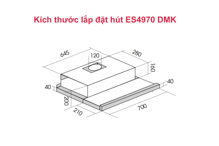 Máy Hút Mùi Dmestik ES4970 DMK Màu Đen Máy hút mùi Dmestik ES4970 DMK