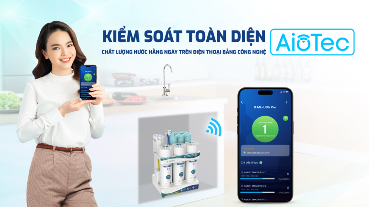 Máy Lọc Nước RO Karofi KAQ-U95 Pro Công nghê Aio Tec máy lọc nước karofi đà nẵng