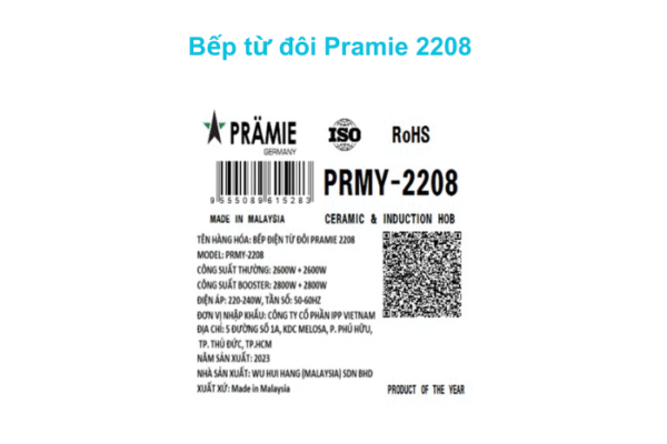 Bếp từ đôi lắp âm Pramie Malaysia