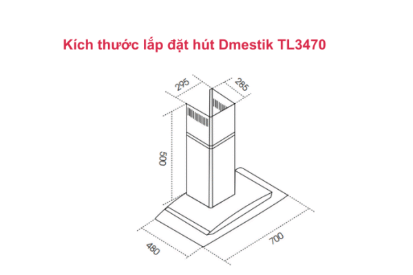 kích thước hút mùi kính cong dmestik