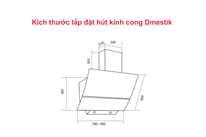 Máy Hút Mùi Dmestik TL4770 DMK húi mùi kính vát Dmestik