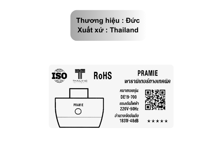 may-hut-mui-kinh-vat-Pramie-DE19-700 (9) Xuất xứ máy hút mùi kính vát Pramie