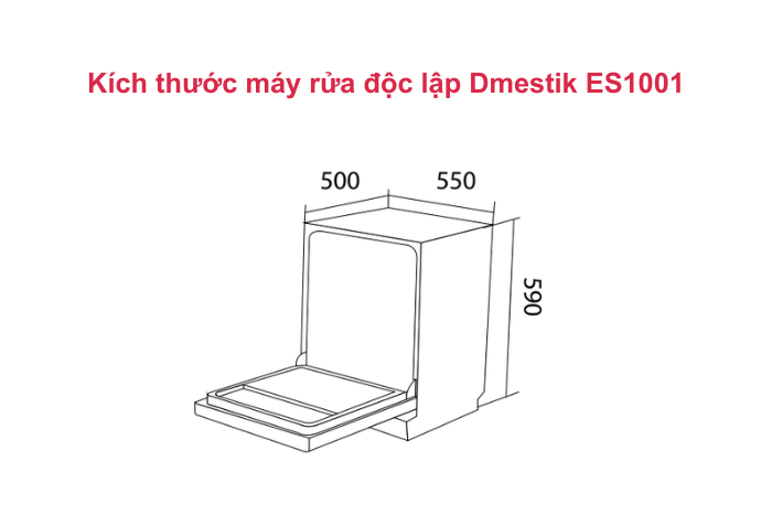 Máy Rửa Chén Độc Lập Dmestik ES1001 Plus kích thước mát rửa chén Dmestik