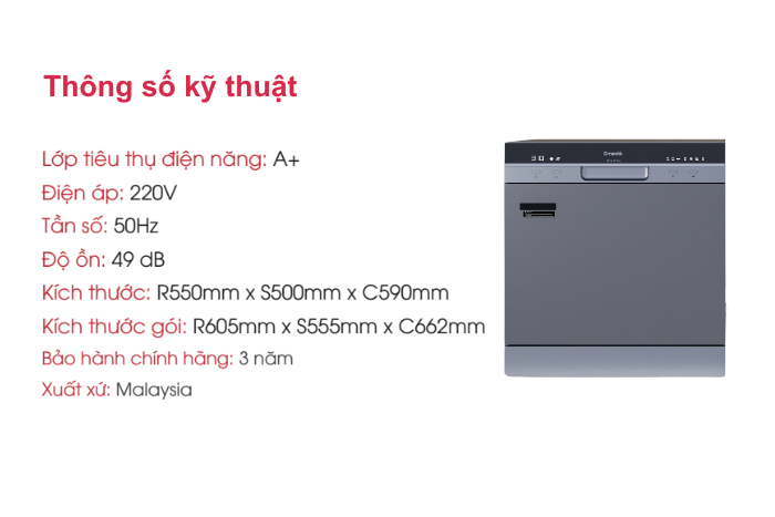 Máy Rửa Chén Độc Lập Dmestik ES1001 Plus máy rửa chén độc lập Dmestik ES1001