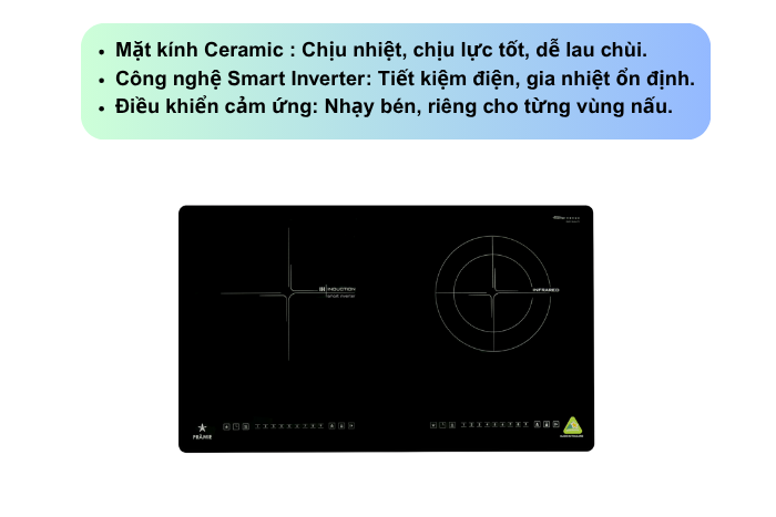 Bếp Từ Hồng Ngoại Lắp Âm Pramie PRTH-A1 Tính năng an toàn trên bếp Pramie A1