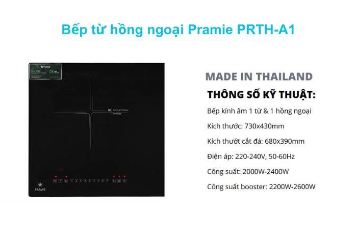 Bếp Từ Hồng Ngoại Lắp Âm Pramie PRTH-A1 Thông số kỹ thuật Pramie